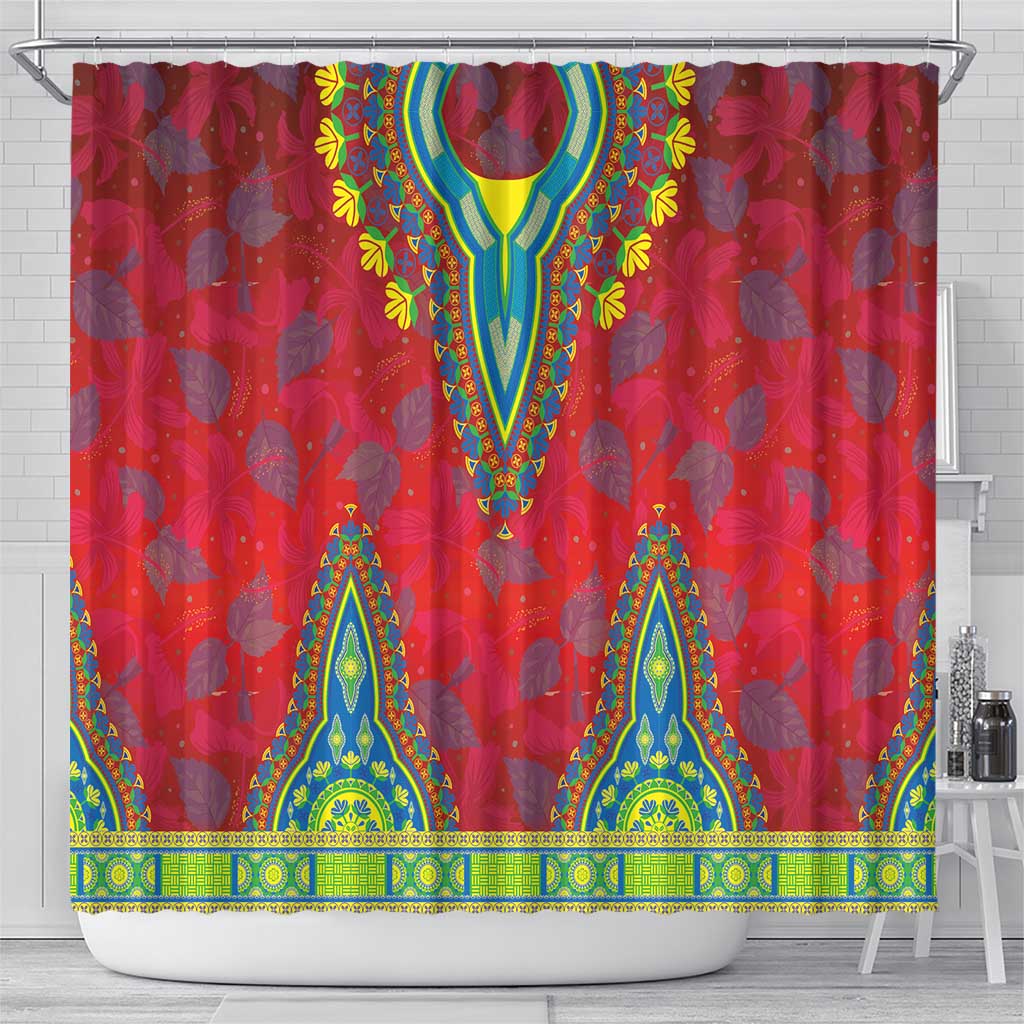 Haiti Shower Curtain Choeblack Dashiki Style Red Color
