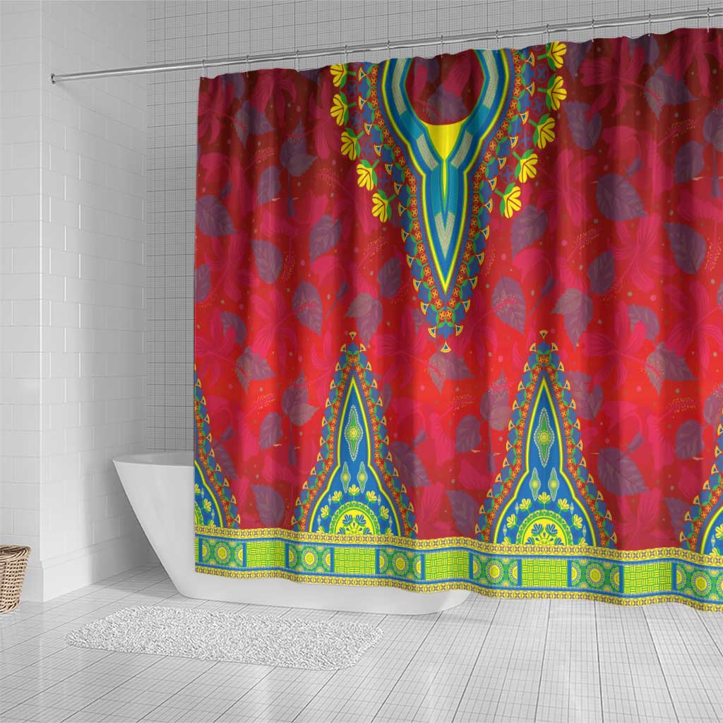 Haiti Shower Curtain Choeblack Dashiki Style Red Color