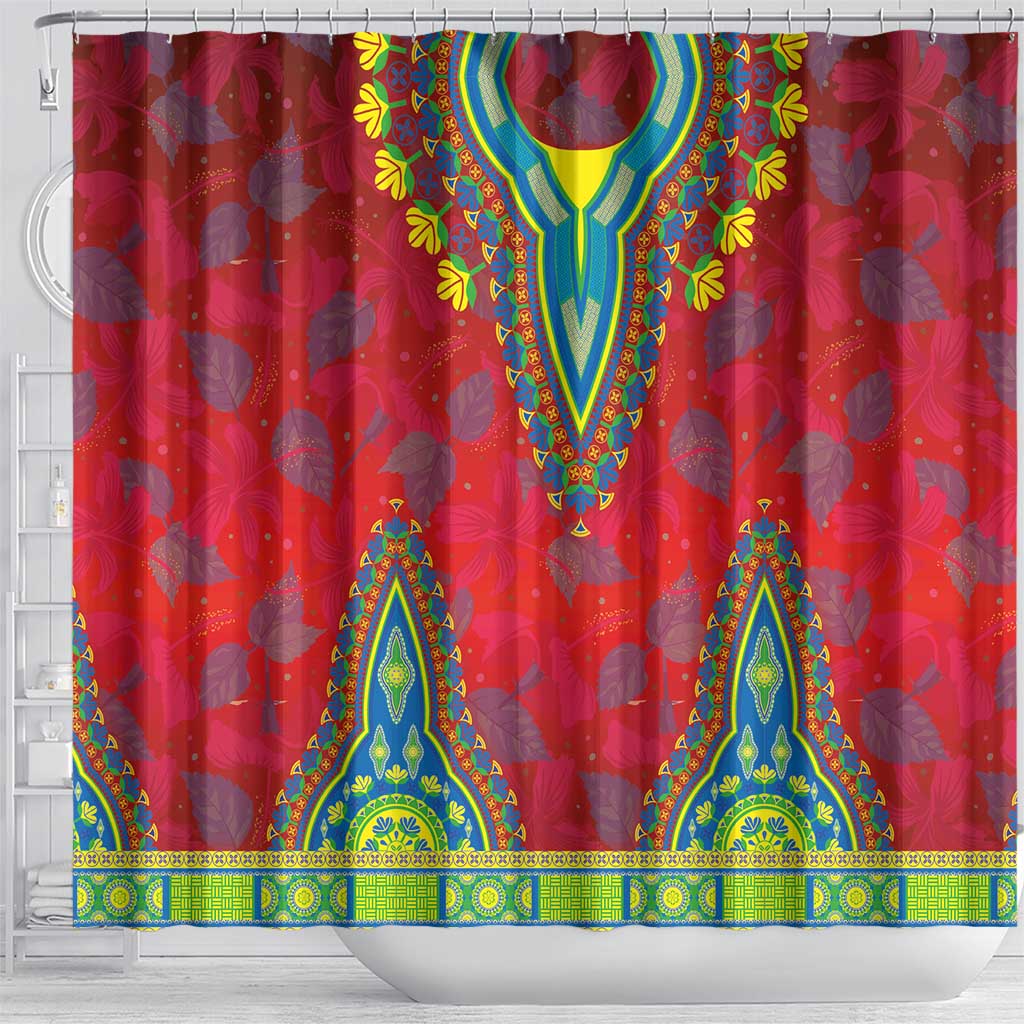 Haiti Shower Curtain Choeblack Dashiki Style Red Color
