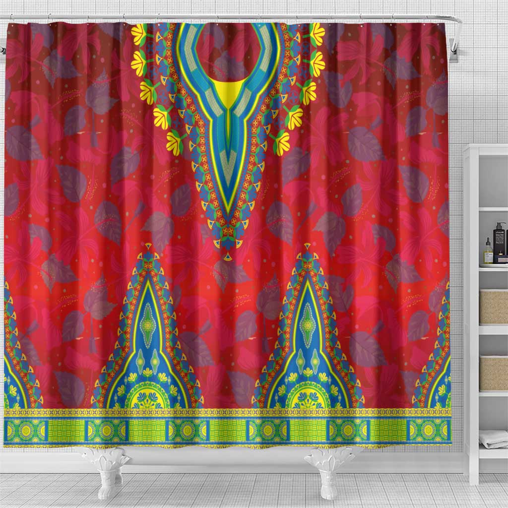 Haiti Shower Curtain Choeblack Dashiki Style Red Color