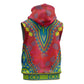 Haiti Sleeveless Zip Hoodie Choeblack Dashiki Style Red Color - African Pride