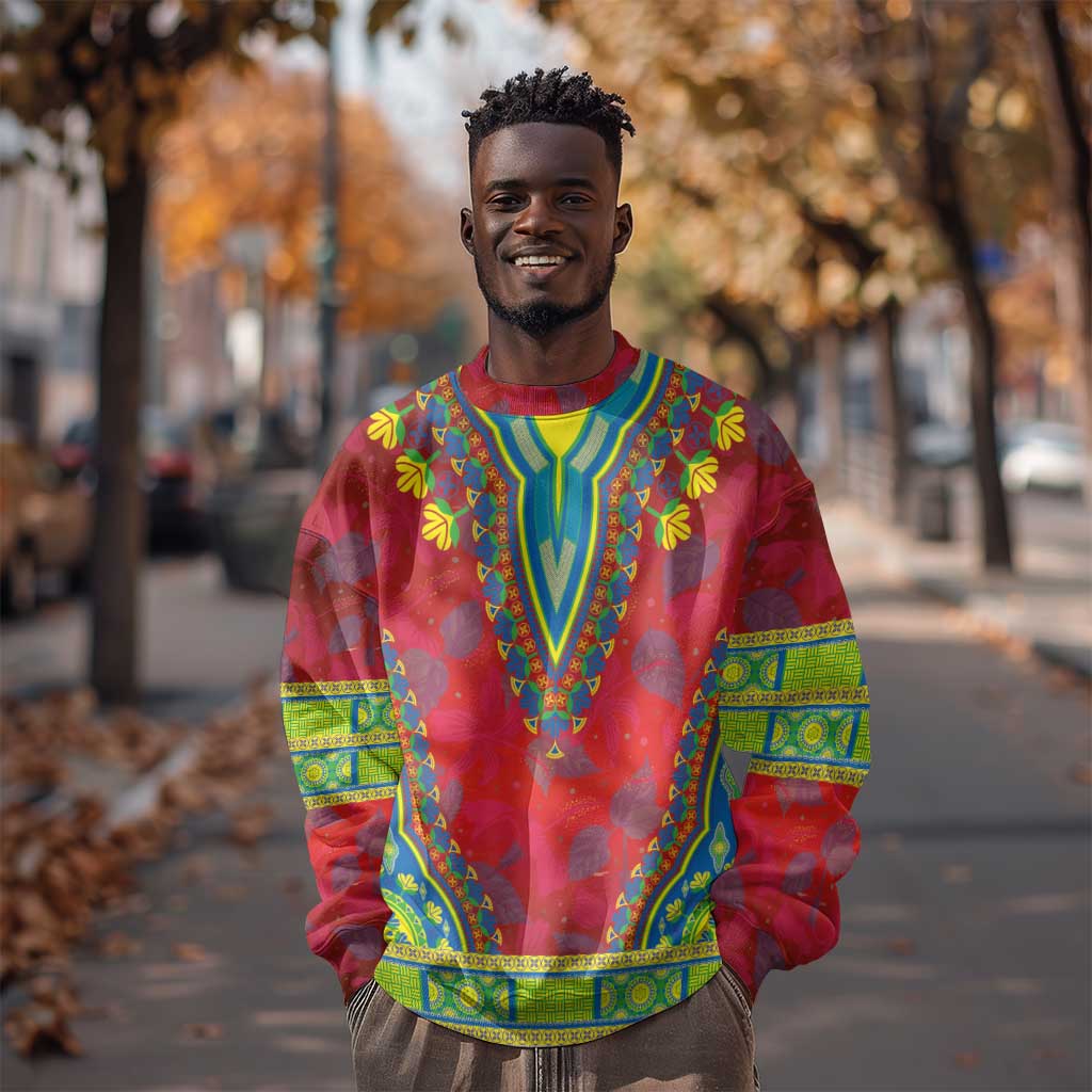 Haiti Sweatshirt Choeblack Dashiki Style Red Color