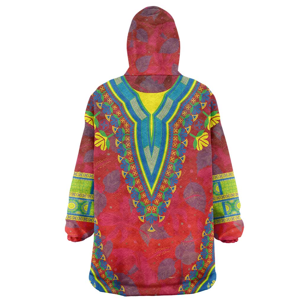 Haiti Wearable Blanket Hoodie Choeblack Dashiki Style Red Color