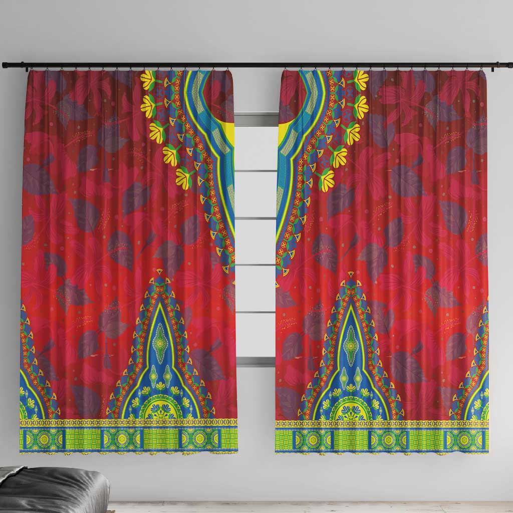 Haiti Window Curtain Choeblack Dashiki Style Red Color