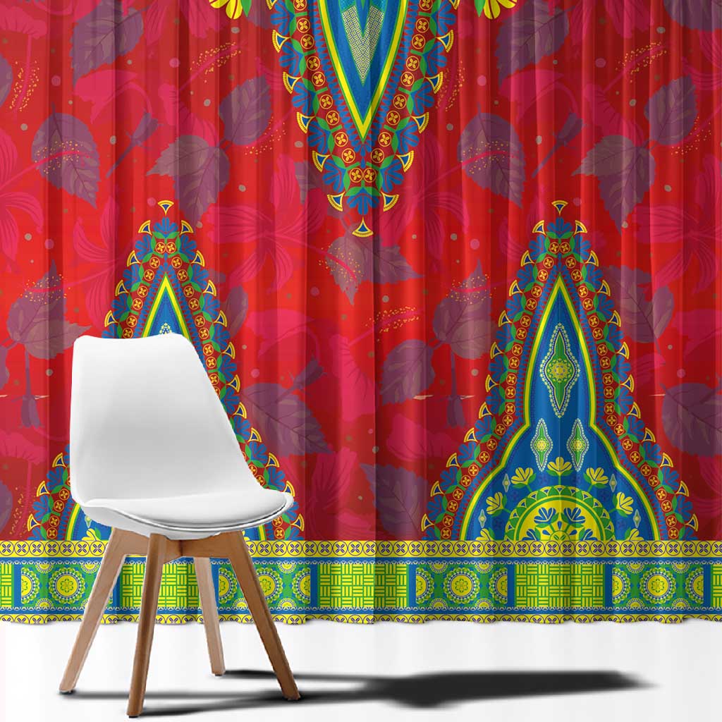 Haiti Window Curtain Choeblack Dashiki Style Red Color
