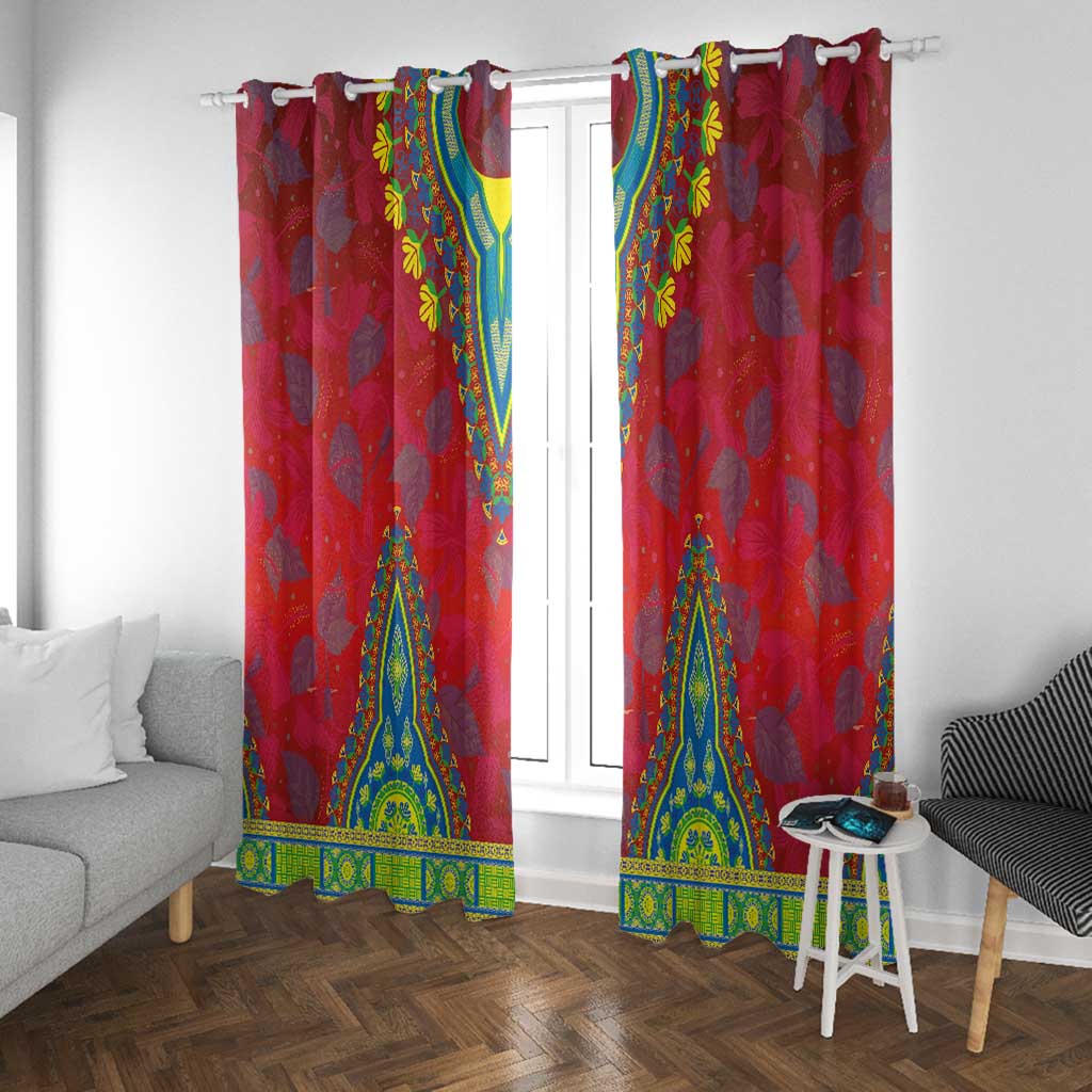 Haiti Window Curtain Choeblack Dashiki Style Red Color