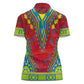 Haiti Women Polo Shirt Choeblack Dashiki Style Red Color