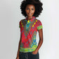 Haiti Women Polo Shirt Choeblack Dashiki Style Red Color