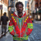 Haiti Zip Hoodie Choeblack Dashiki Style Red Color