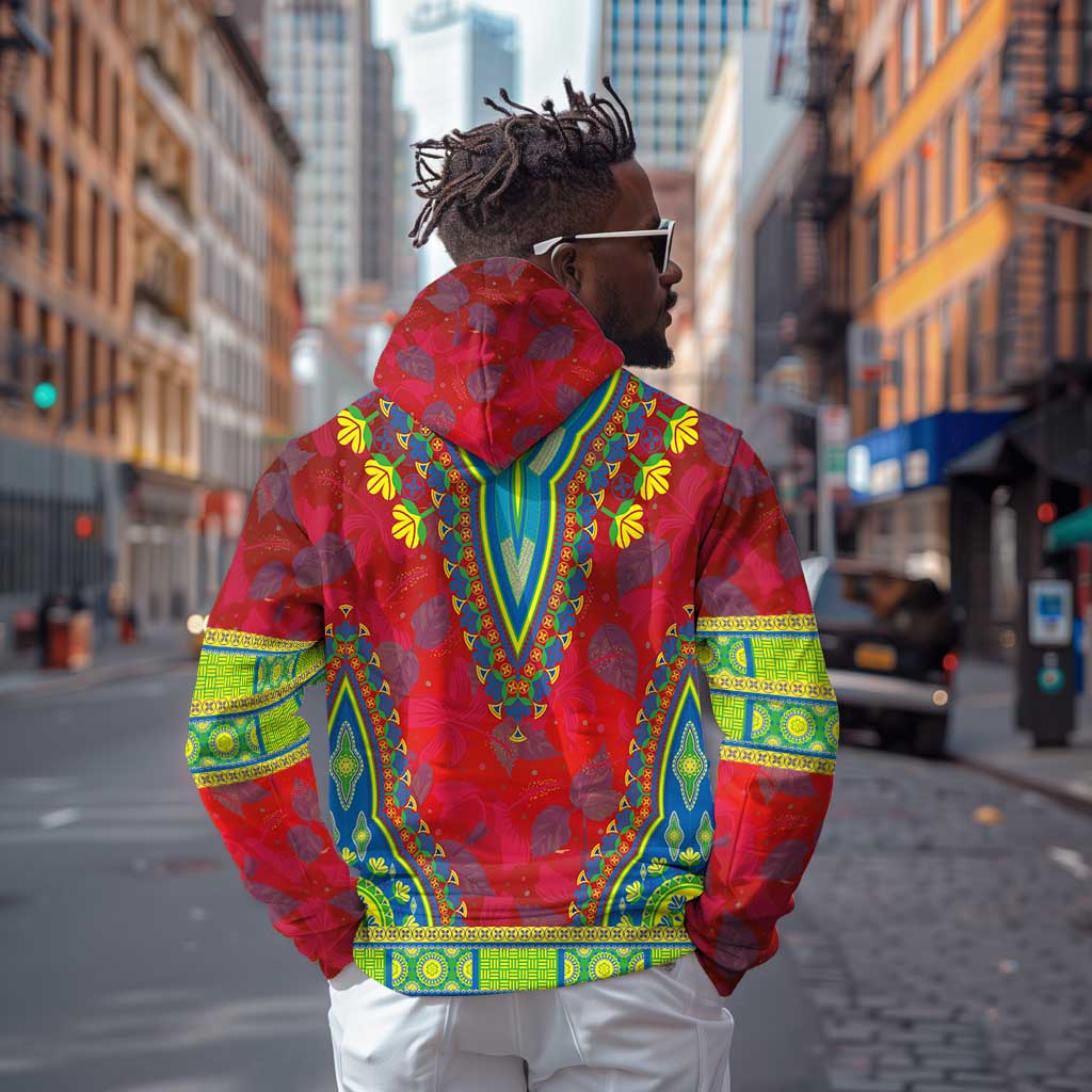 Haiti Zip Hoodie Choeblack Dashiki Style Red Color