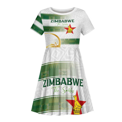 Custom Zimbabwe Rugby Champions of Africa Kid Short Sleeve Dress The Gold Sables Version - African Pride