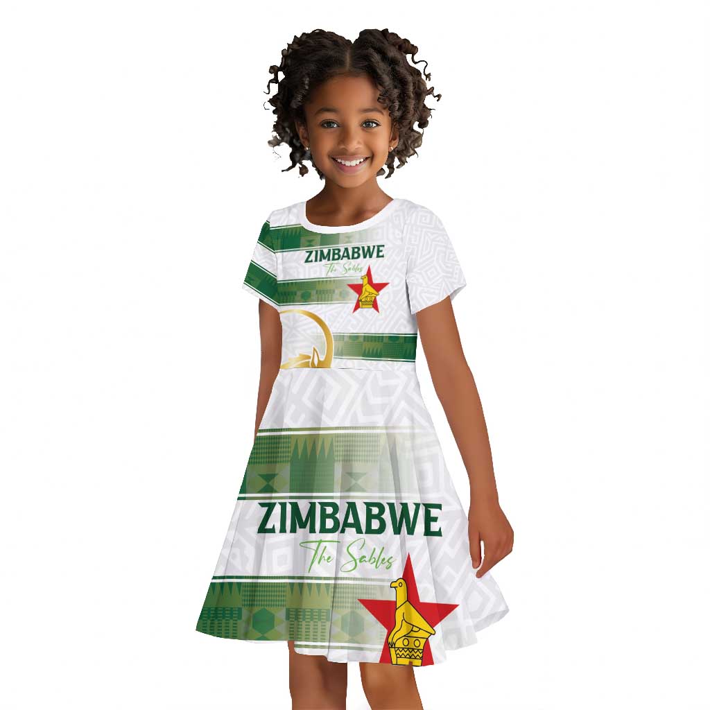 Custom Zimbabwe Rugby Champions of Africa Kid Short Sleeve Dress The Gold Sables Version - African Pride