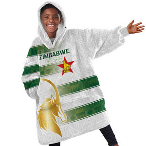 Custom Zimbabwe Rugby Champions of Africa Kid Wearable Blanket Hoodie The Gold Sables Version - African Pride