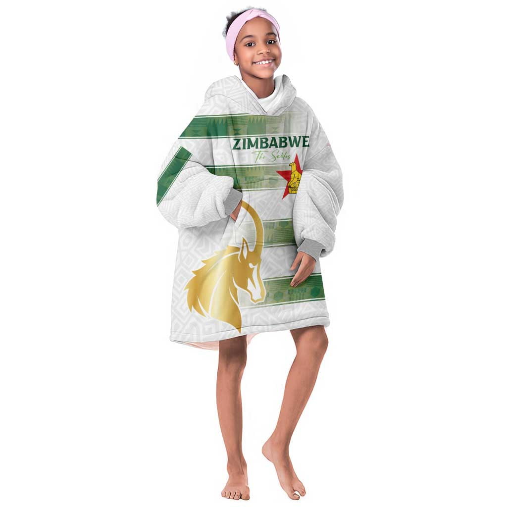 Custom Zimbabwe Rugby Champions of Africa Kid Wearable Blanket Hoodie The Gold Sables Version - African Pride