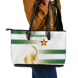 Zimbabwe Rugby Champions of Africa Leather Tote Bag The Gold Sables Version - African Pride