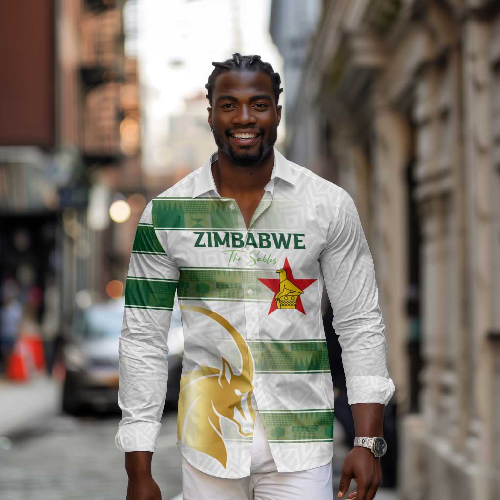 Custom Zimbabwe Rugby Champions of Africa Long Sleeve Button Shirt The Gold Sables Version - African Pride