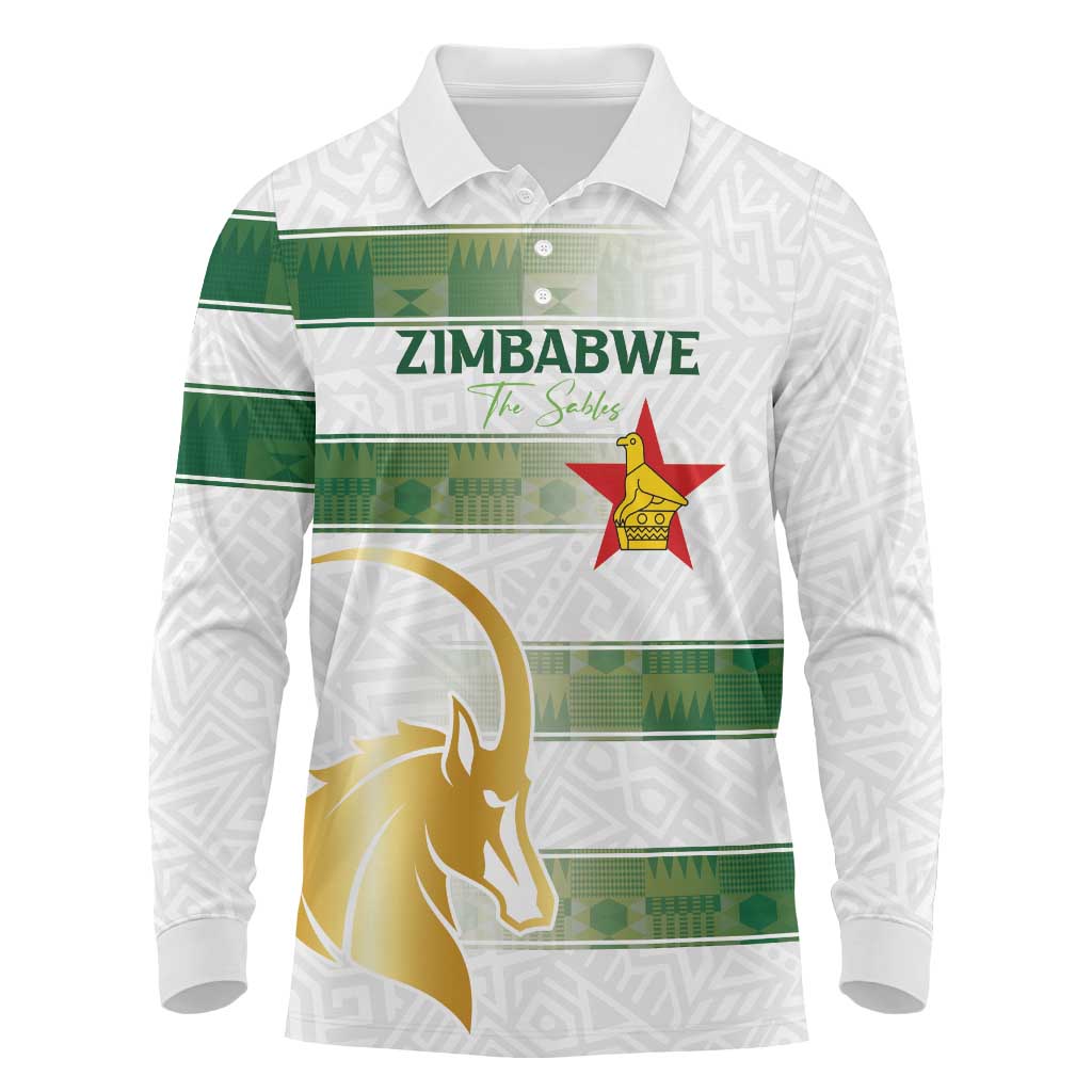 Custom Zimbabwe Rugby Champions of Africa Long Sleeve Polo Shirt The Gold Sables Version - African Pride