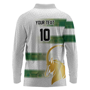 Custom Zimbabwe Rugby Champions of Africa Long Sleeve Polo Shirt The Gold Sables Version - African Pride