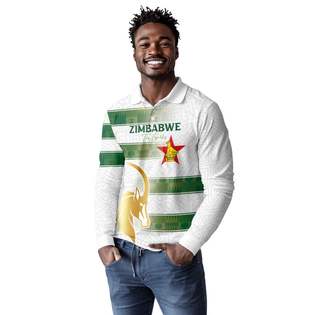 Custom Zimbabwe Rugby Champions of Africa Long Sleeve Polo Shirt The Gold Sables Version - African Pride
