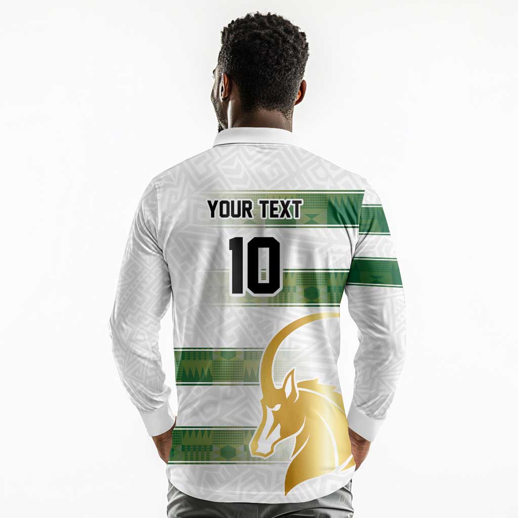 Custom Zimbabwe Rugby Champions of Africa Long Sleeve Polo Shirt The Gold Sables Version - African Pride