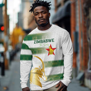 Custom Zimbabwe Rugby Champions of Africa Long Sleeve Shirt The Gold Sables Version - African Pride