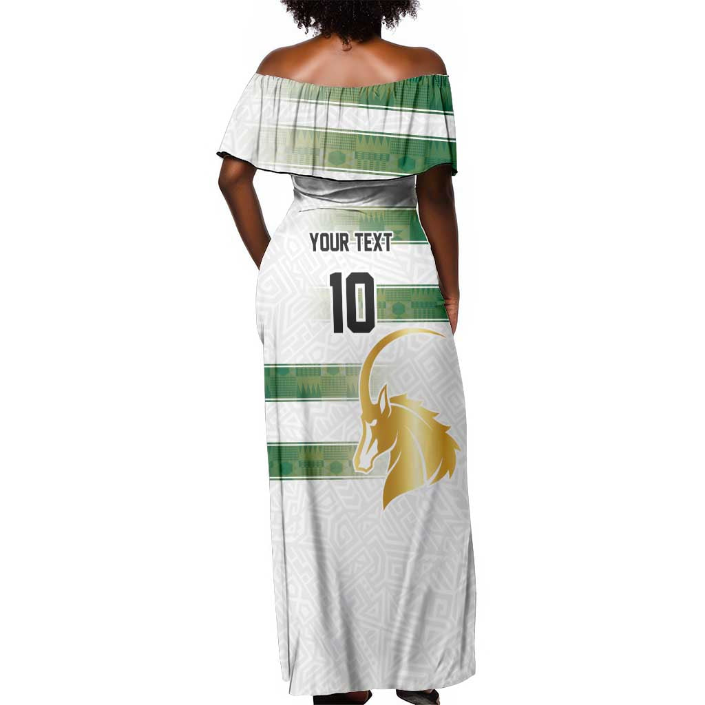 Custom Zimbabwe Rugby Champions of Africa Off Shoulder Maxi Dress The Gold Sables Version - African Pride