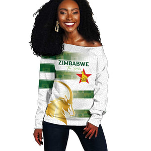 Custom Zimbabwe Rugby Champions of Africa Off Shoulder Sweater The Gold Sables Version - African Pride
