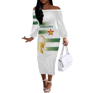 Custom Zimbabwe Rugby Champions of Africa Off The Shoulder Long Sleeve Dress The Gold Sables Version - African Pride