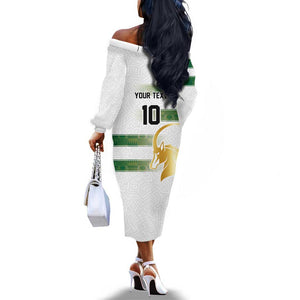 Custom Zimbabwe Rugby Champions of Africa Off The Shoulder Long Sleeve Dress The Gold Sables Version - African Pride