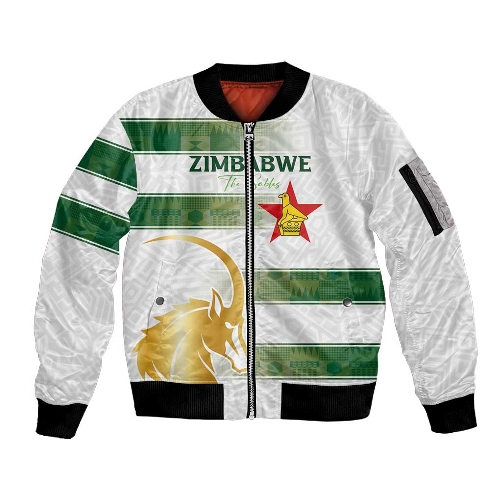 Custom Zimbabwe Rugby Champions of Africa Sleeve Zip Bomber Jacket The Gold Sables Version - African Pride