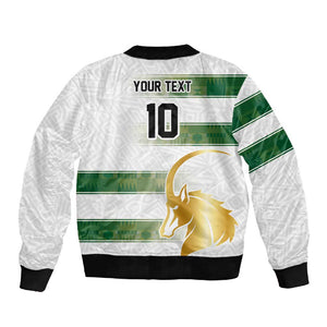 Custom Zimbabwe Rugby Champions of Africa Sleeve Zip Bomber Jacket The Gold Sables Version - African Pride