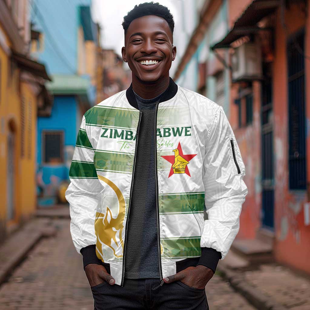 Custom Zimbabwe Rugby Champions of Africa Sleeve Zip Bomber Jacket The Gold Sables Version - African Pride