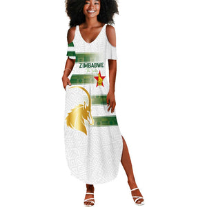 Custom Zimbabwe Rugby Champions of Africa Summer Maxi Dress The Gold Sables Version - African Pride