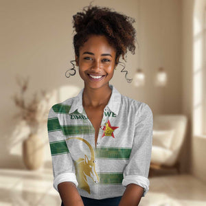 Custom Zimbabwe Rugby Champions of Africa Women Casual Shirt The Gold Sables Version - African Pride
