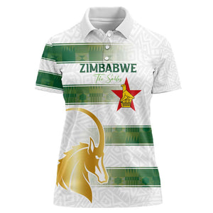 Custom Zimbabwe Rugby Champions of Africa Women Polo Shirt The Gold Sables Version - African Pride