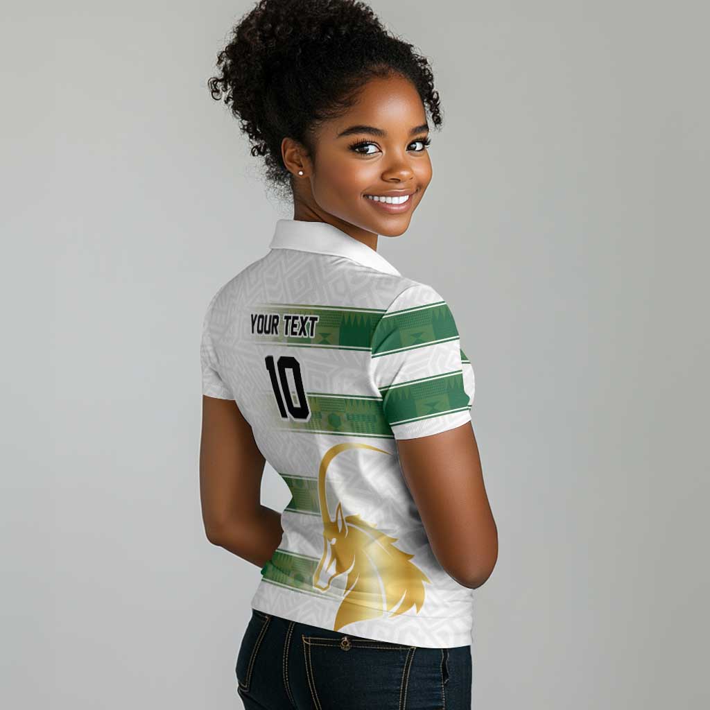 Custom Zimbabwe Rugby Champions of Africa Women Polo Shirt The Gold Sables Version - African Pride