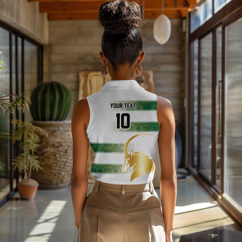 Custom Zimbabwe Rugby Champions of Africa Women Sleeveless Polo Shirt The Gold Sables Version - African Pride
