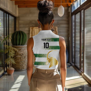 Custom Zimbabwe Rugby Champions of Africa Women Sleeveless Polo Shirt The Gold Sables Version - African Pride