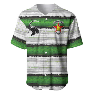 Custom Zimbabwe Rugby Baseball Jersey Geometric Chevron Wall Motif Stripes Style
