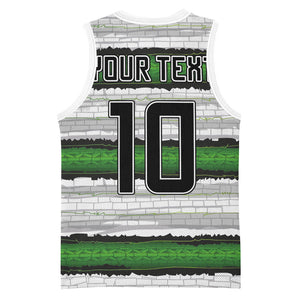 Custom Zimbabwe Rugby Basketball Jersey Geometric Chevron Wall Motif Stripes Style