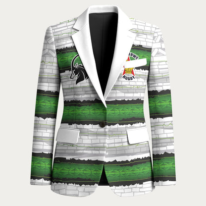 Custom Zimbabwe Rugby Blazer Geometric Chevron Wall Motif Stripes Style