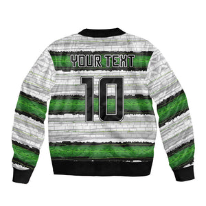 Custom Zimbabwe Rugby Bomber Jacket Geometric Chevron Wall Motif Stripes Style