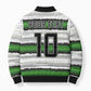 Custom Zimbabwe Rugby Bomber Puffer Jacket Geometric Chevron Wall Motif Stripes Style