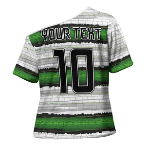 Custom Zimbabwe Rugby Cross Shoulder Shirt Geometric Chevron Wall Motif Stripes Style