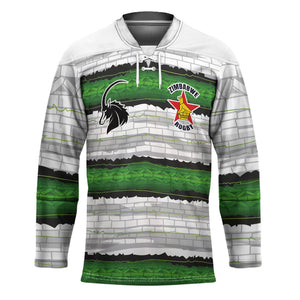 Custom Zimbabwe Rugby Hockey Jersey Geometric Chevron Wall Motif Stripes Style