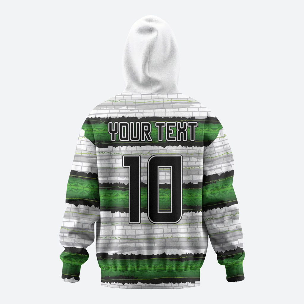 Custom Zimbabwe Rugby Hoodie Geometric Chevron Wall Motif Stripes Style