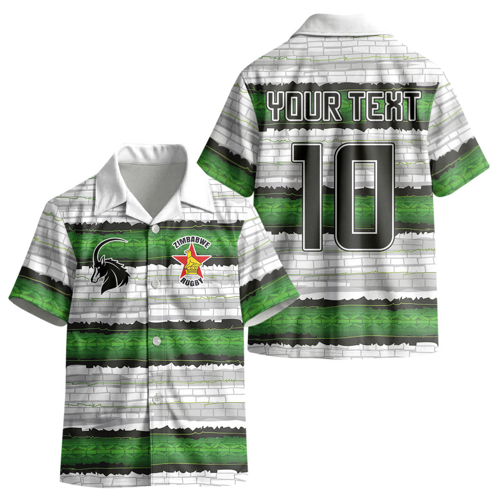 Custom Zimbabwe Rugby Kid Hawaiian Shirt Geometric Chevron Wall Motif Stripes Style