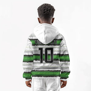 Custom Zimbabwe Rugby Kid Hoodie Geometric Chevron Wall Motif Stripes Style