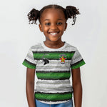 Custom Zimbabwe Rugby Kid T shirt Geometric Chevron Wall Motif Stripes Style