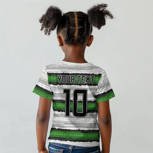 Custom Zimbabwe Rugby Kid T shirt Geometric Chevron Wall Motif Stripes Style